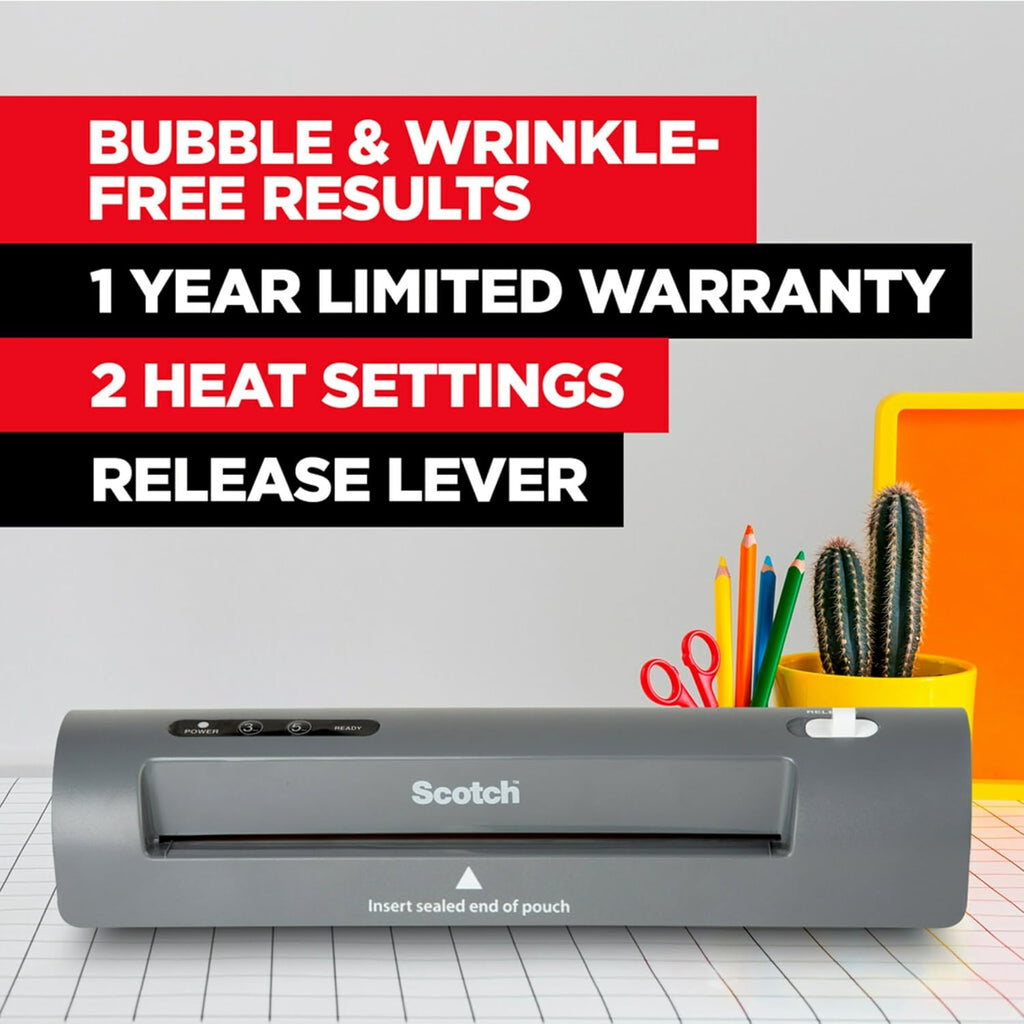 Thermal Laminator and Pouch Bundle, 2 Roller System, Laminate up to 9" Wide (TL901X) with Scotch Laminating Pouches