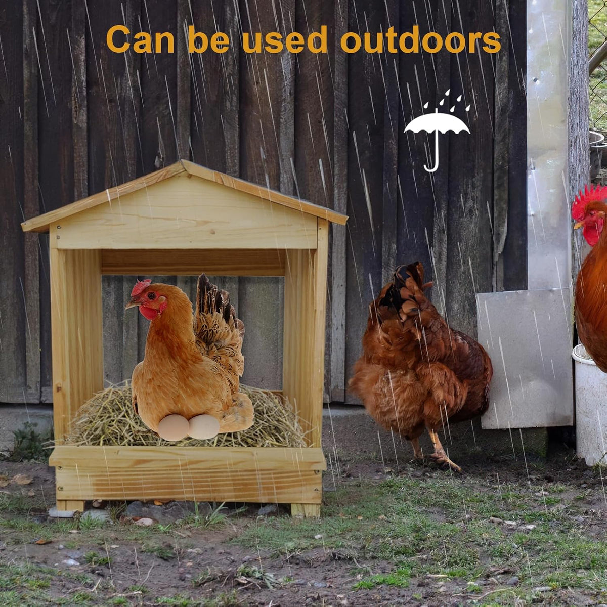 Chicken Nesting Box 3 Compartments - Wall Mount Wooden Egg Laying Nest Box for Chicken Coop, Easy to Assemble &