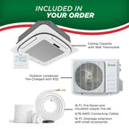 24000 BTU 230V Ceiling Cassette Mini Split - 20 SEER2 - Smart Kit