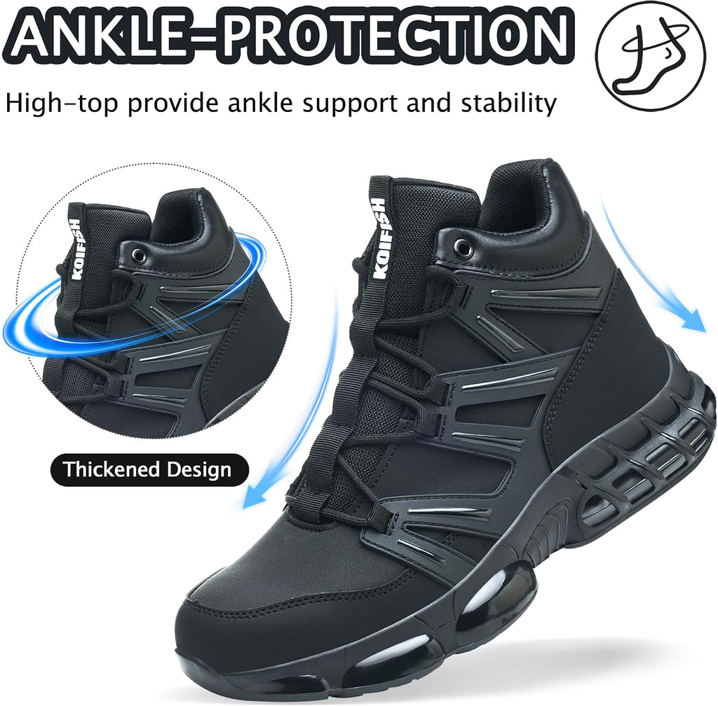 Steel Toe Work Boots for Men Women, Waterproof Steel Toe Boots | Lightweight, Air Cushion, Puncture Resistant