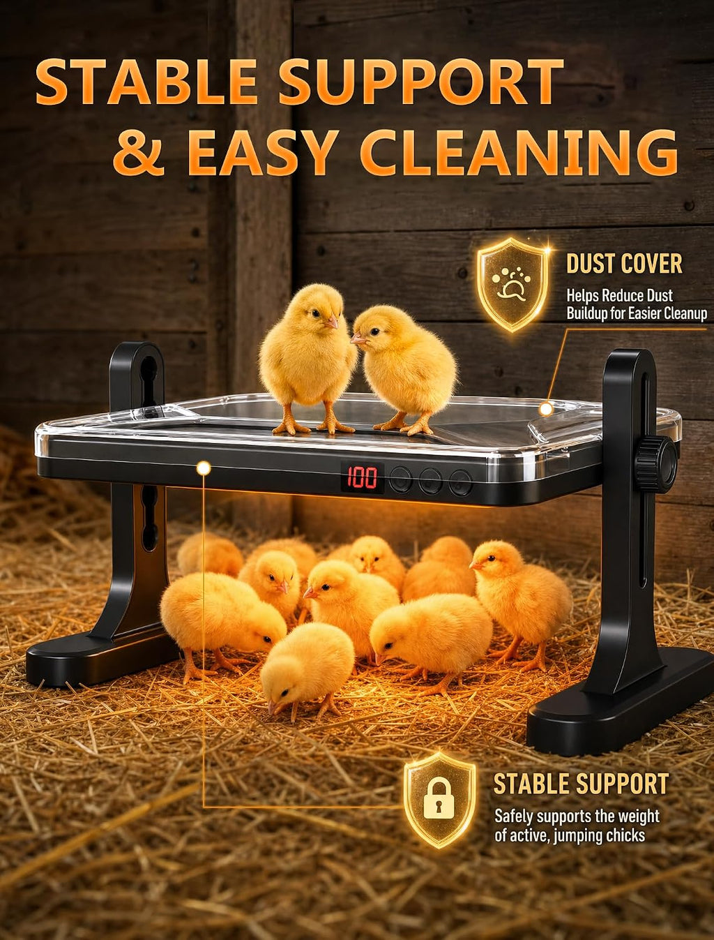 2026 Chicken Coop Heater, 200W UL Certified Brooder Plate, Black