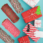 6 Rolls Christmas Cotton Twine 984 Feet Xmas Bakers Cotton String Rope Red Green White Gift Wrapping Cord Natural