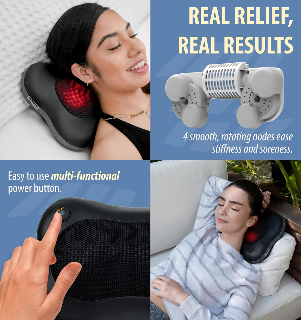 Shiatsu Back and Neck Massager with Heat - 3D Electric Kneading Deep Tissue Massage Pillow for Muscle Pain Relief