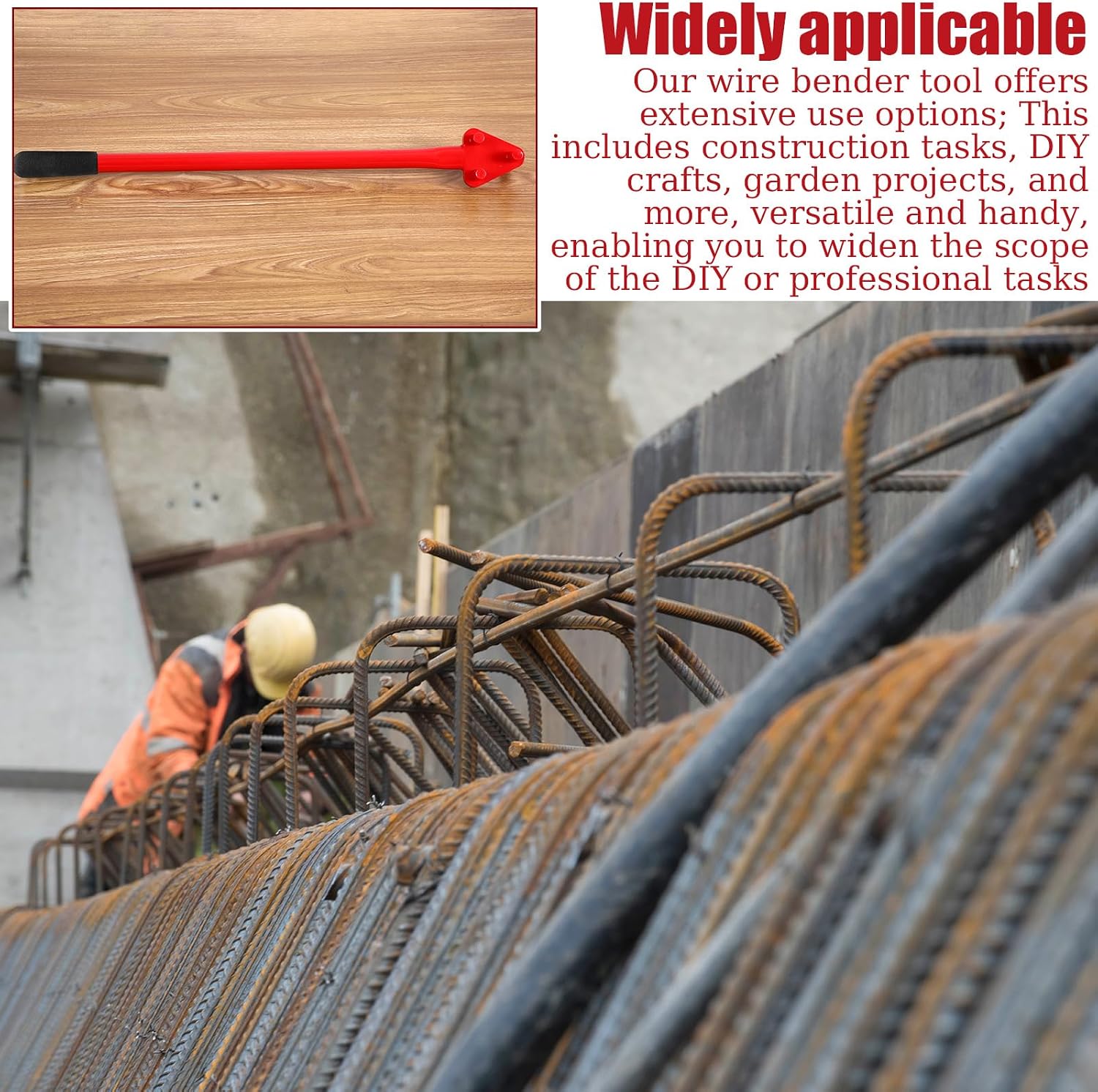 Rebar Bender for 5/8 Inch Bars Manual Bending Machine Rebar Tools Bar Reverse Head for Flat Steel and Steel Rod