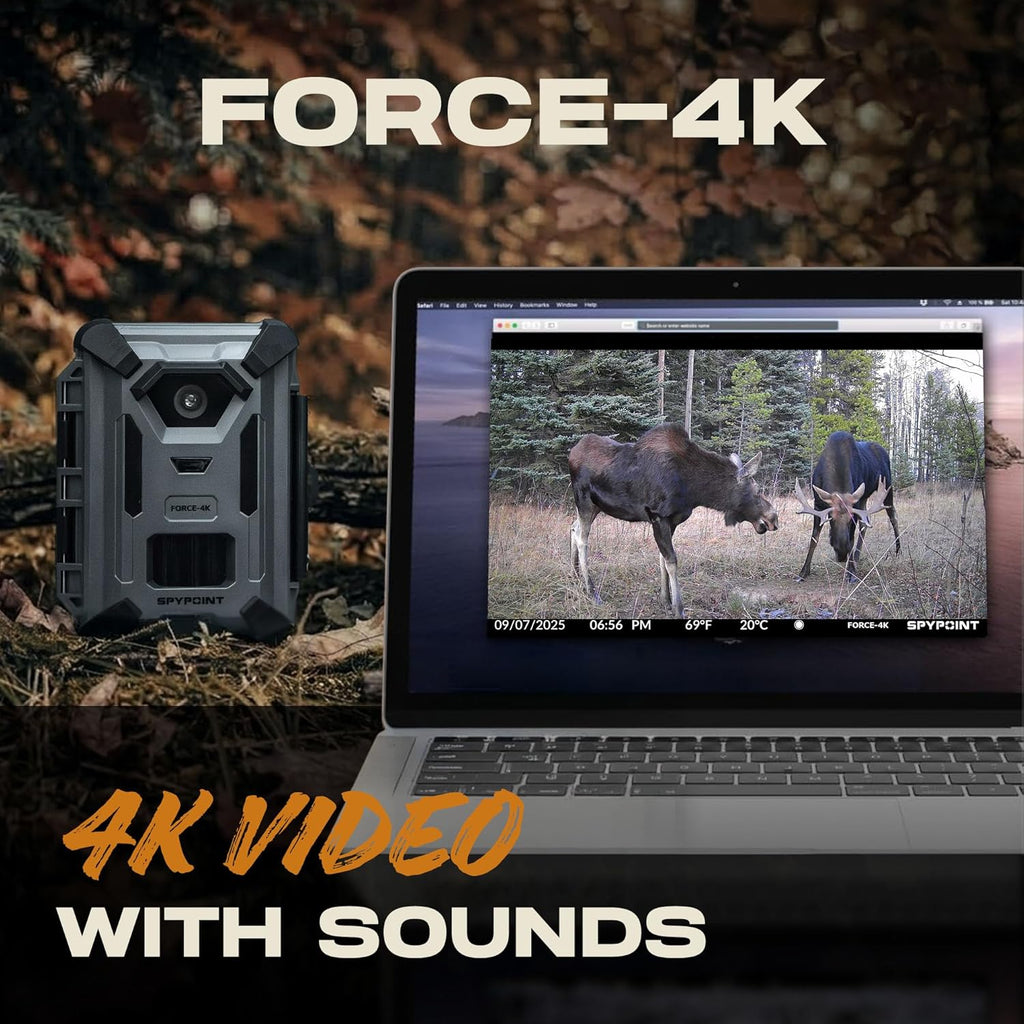 FORCE-4K Trail Camera, 4K Video 48MP, Non-Cellular, Low-Glow LEDs Night Vision, 0.4s Trigger, 110 ft Motion Detection