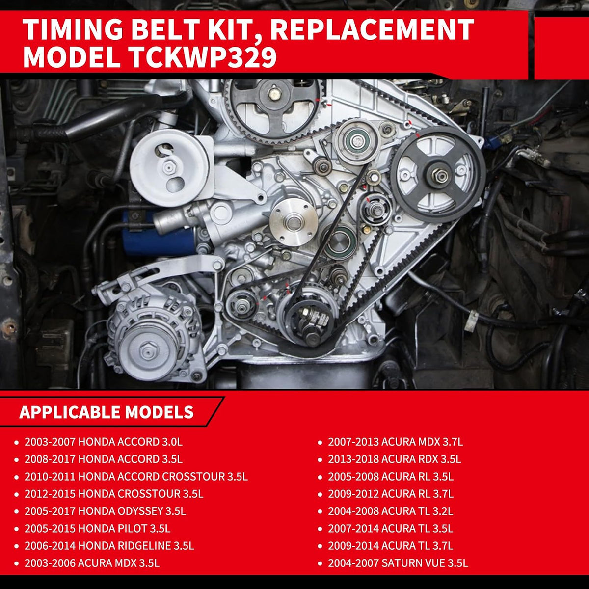 Timing Belt Kit with Water Pump Replacement for: TCKWP329