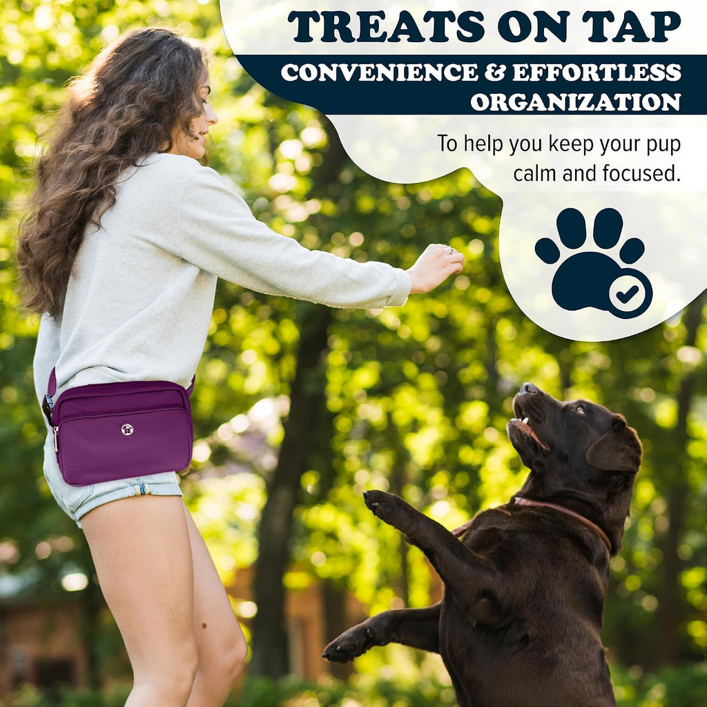 3-in-1 Crossbody Dog Walking Bag & Treat Pouch with Matching Planet Safe Poop Bags & Built-In Dispenser - Dog Mom