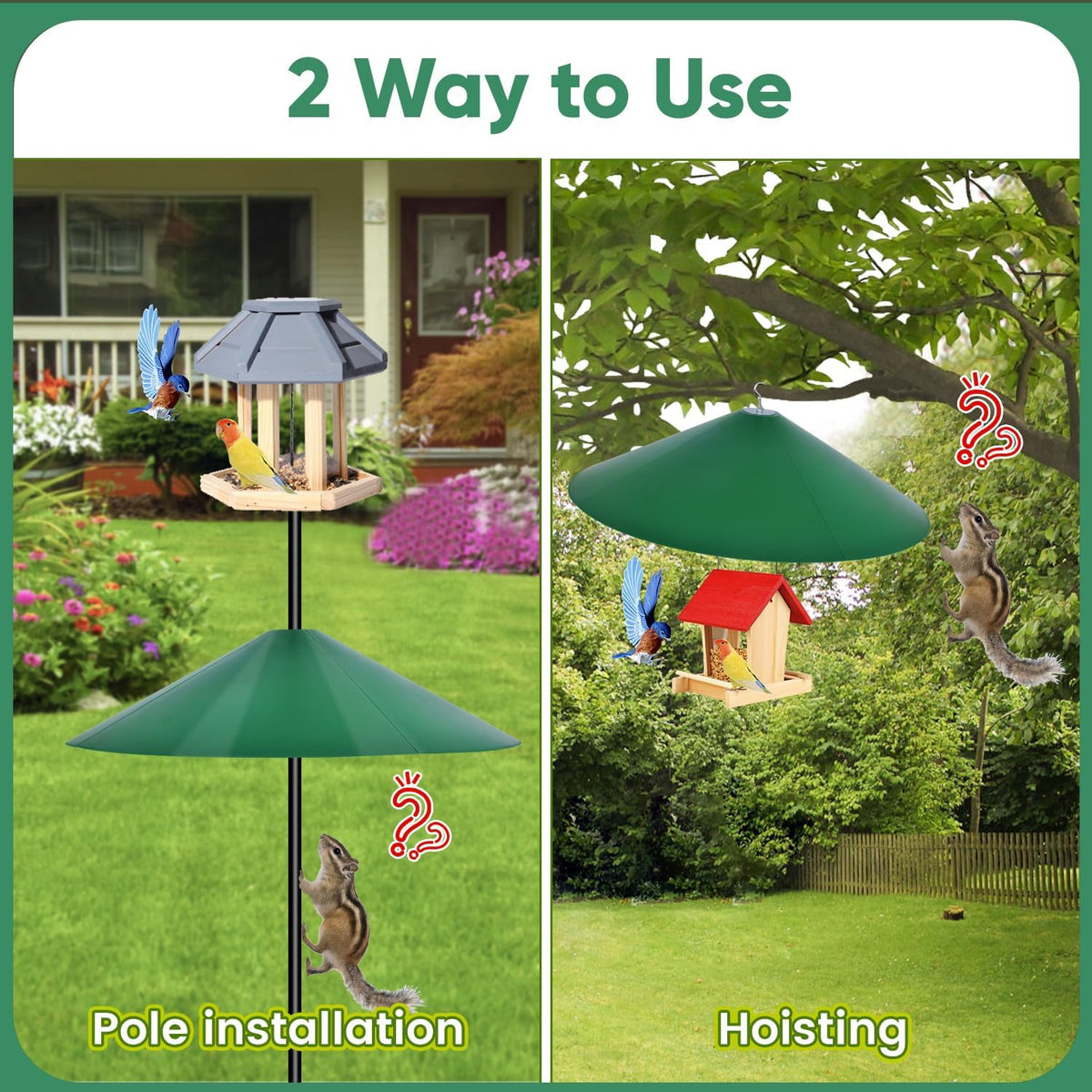 24-inch Large Squirrel Baffles for Bird Feeders Pole