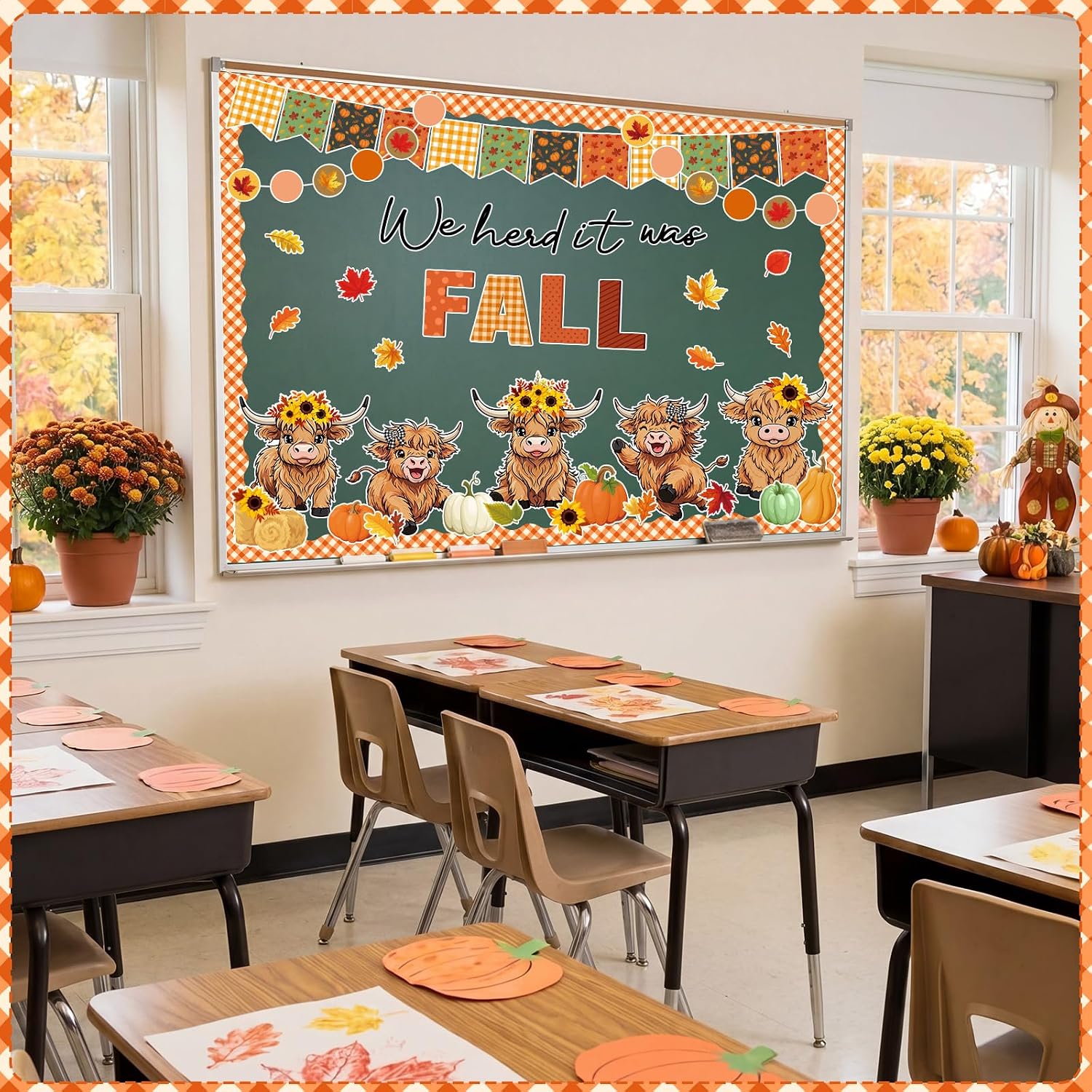 Fall Thanksgiving Bulletin Board Set Autumn Harvest Classroom Decorations Cutout for Door Wall School Supplies
