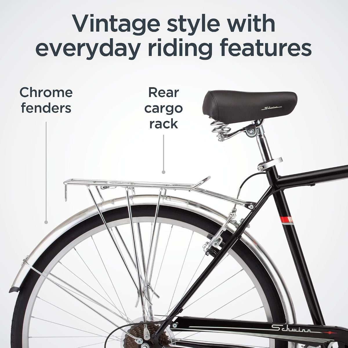 Wayfarer Hybrid Bike, 700c Mens and Womens Bike, 7-Speed Hybrid Bicycle, Retro Steel Frame, Front and Rear Linear