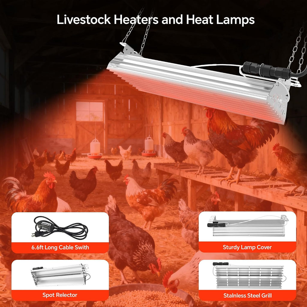 Chicken Coop Heater Large Chicken Heat Lamp, 400 Watt Two-Stage Temperature Chicken Brooder Lamp, Chicken Coop