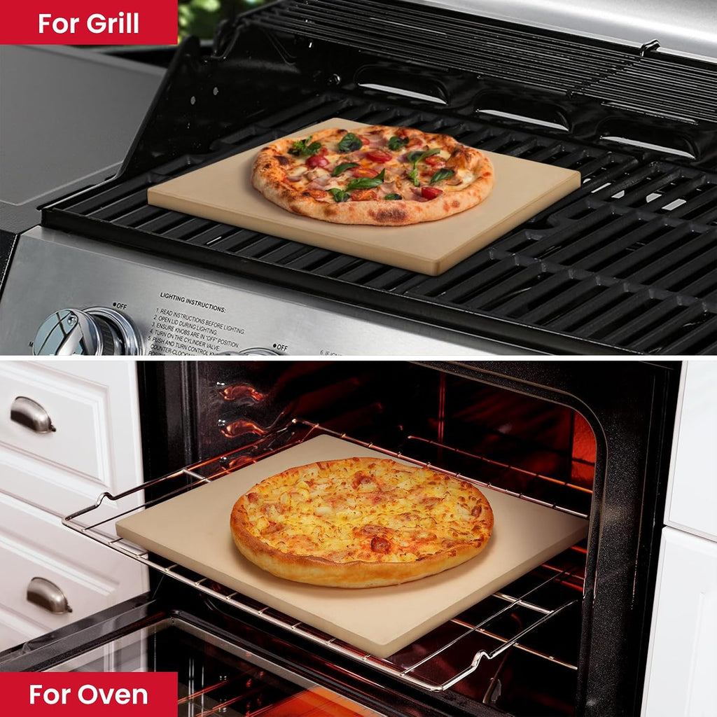 15 x 12 Inch Rectangular Pizza Stone for Oven and Grill, 6.8 Lbs