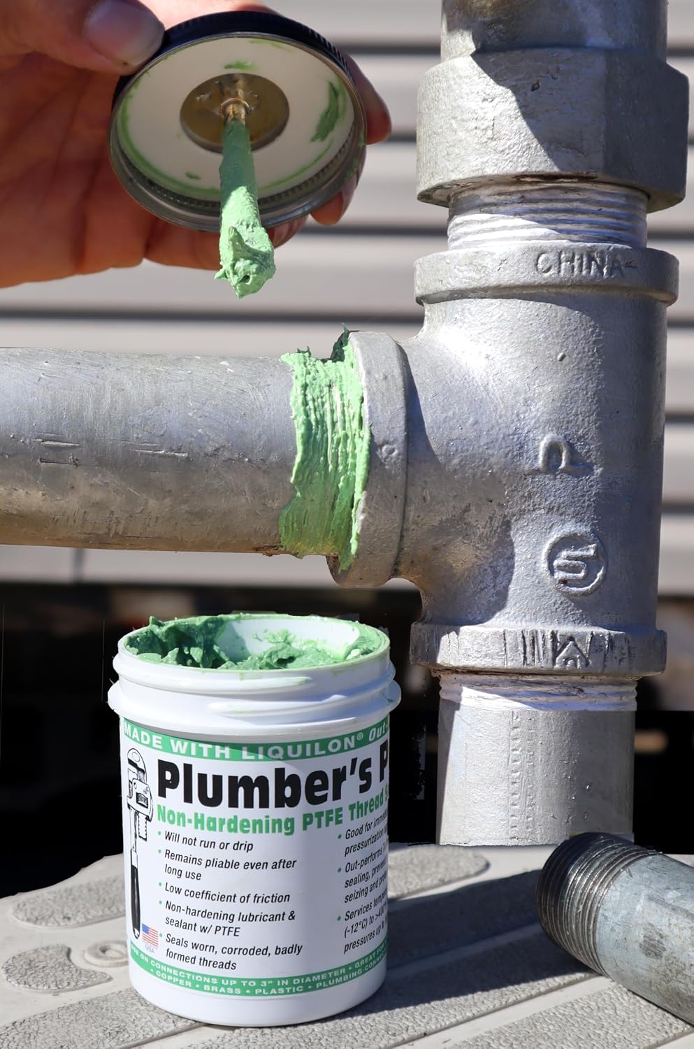 Plumber’s Pal Non-Hardening PTFE Thread Sealant Paste (5oz) | Seals Worn Metal and Plastic Pipe Threads, High
