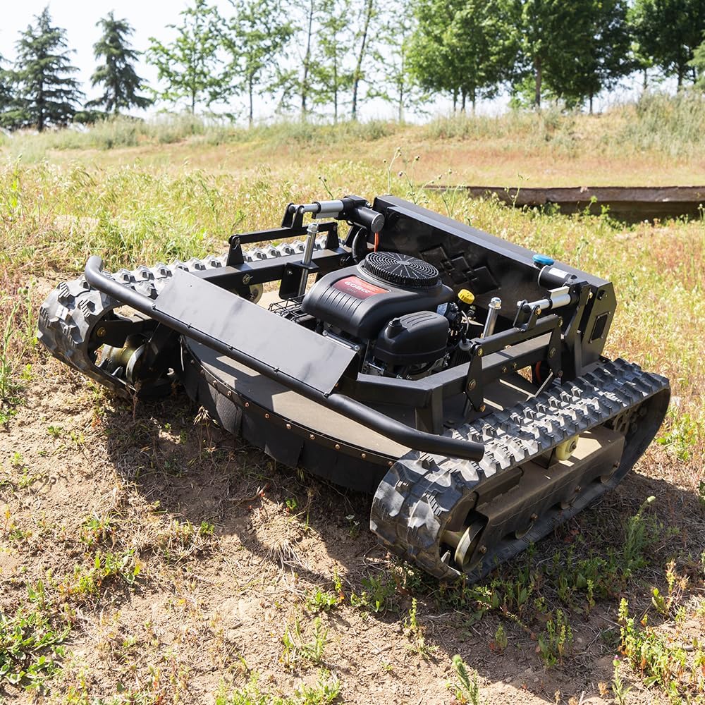 Remote-Controlled Robotic Lawnmower with A 22hp High-Horsepower Engine and a 48v Brushless Motor; an All-Terrain
