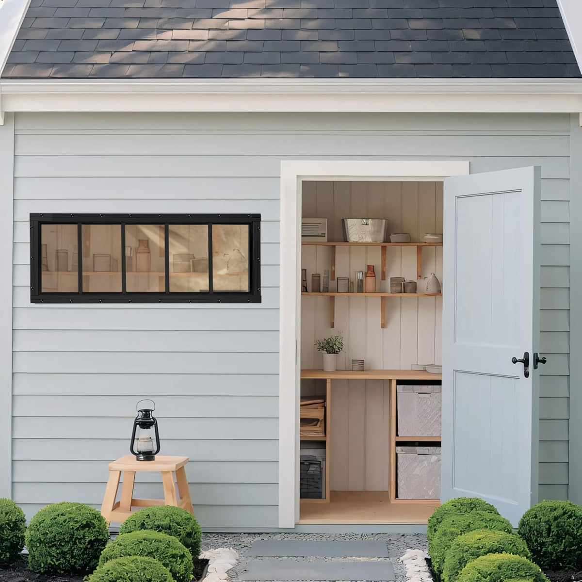 Shed Windows 2 Pack, Fixed Transom Windows 10" x 29" Black