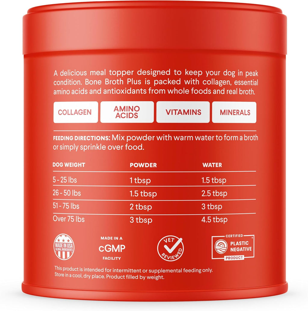 Bone Broth Plus for Dogs - Collagen Joint & Mobility Topper - 8 oz