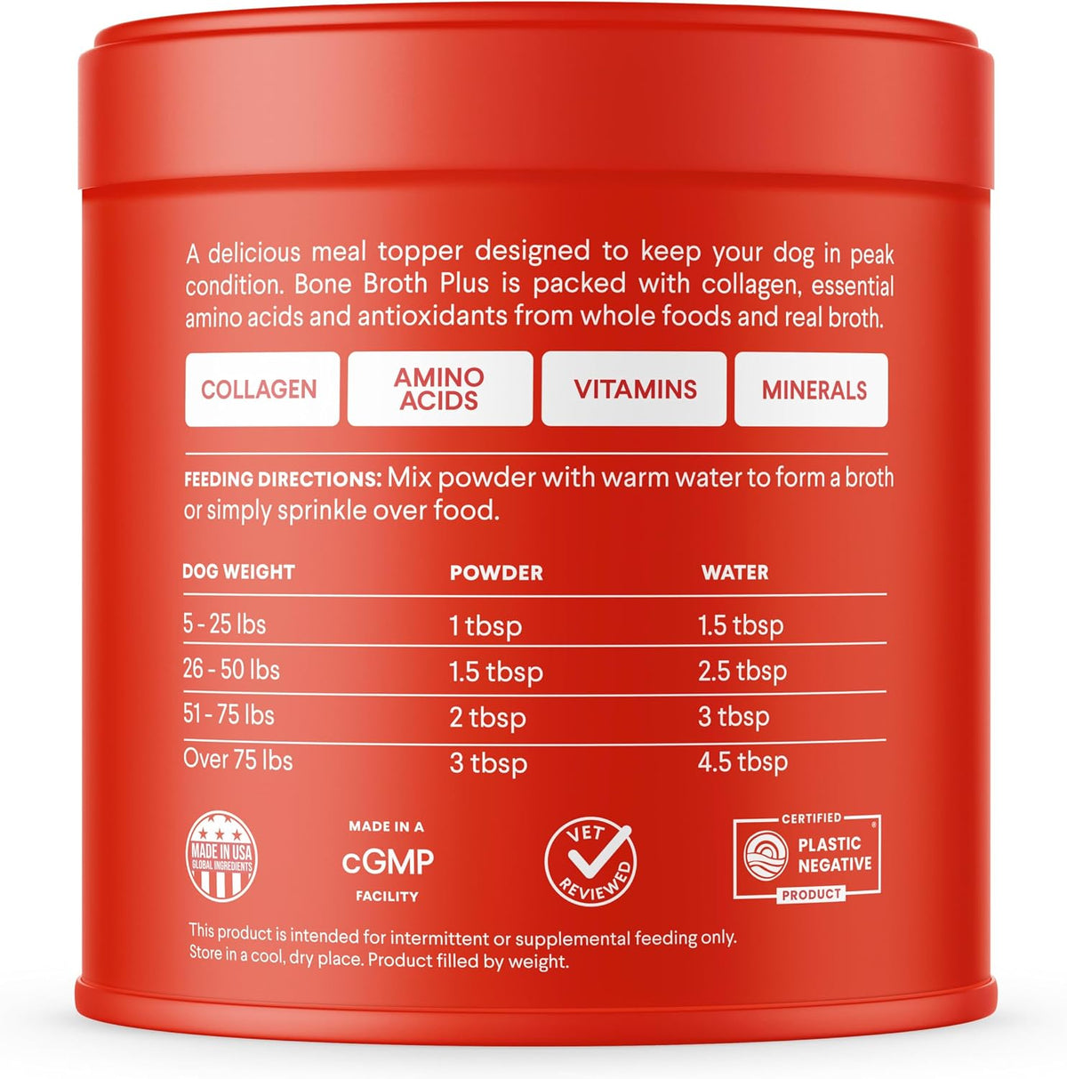 Bone Broth Plus for Dogs - Collagen Joint & Mobility Topper - 8 oz