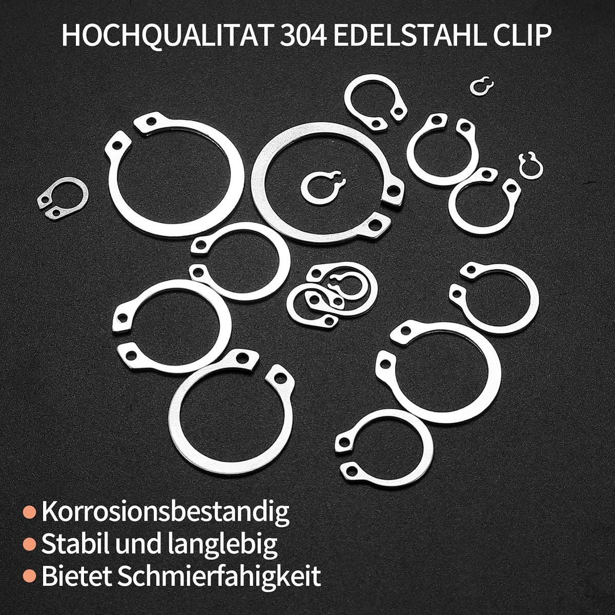 300 Pcs Retaining Ring Kit - Internal & External Snap Rings, 18 Sizes