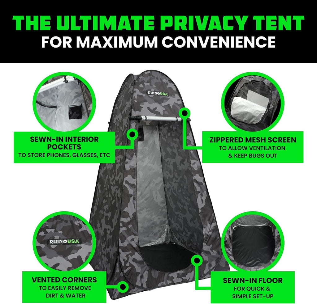 Pop-Up Privacy Changing Tent - Portable Camp Shower & Toilet | Outdoor Rain Shelter for Beach & Camping. Lightweight