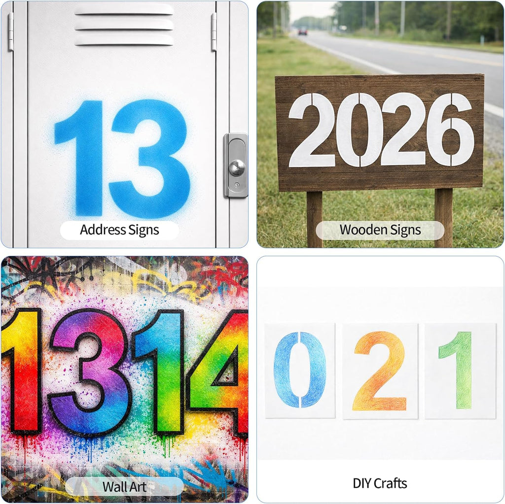 4 Inch Number Stencils Set for Painting, Spray Paint Stencil, Large Digital Templates, Curb Number Painting Kit for