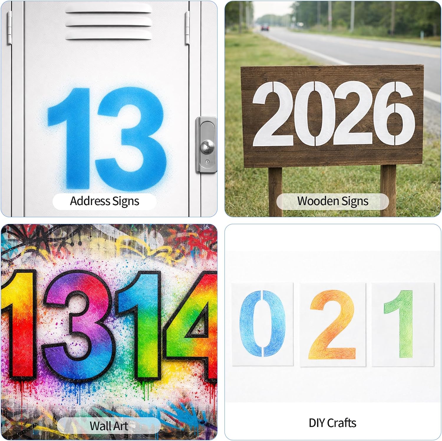 4 Inch Number Stencils Set for Painting, Spray Paint Stencil, Large Digital Templates, Curb Number Painting Kit for