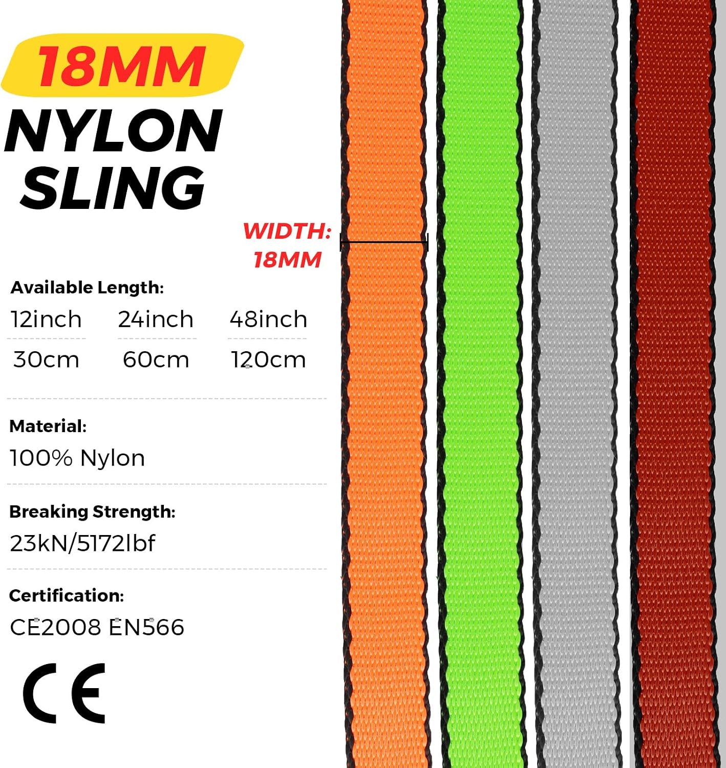 18MM Nylon Climbing Sling Runner 23KN CE2008/EN566 Strong Webbing Straps | Suitable for Rock Climbing,Mountaineering
