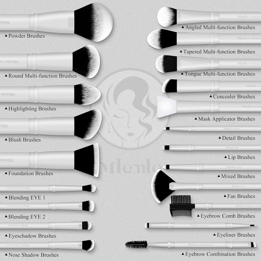 Makeup Brushes Set, Mlemle Professional 25 Pcs Makeup Kit, Include Foundation Powder Blush Concealers Eye shadows 21
