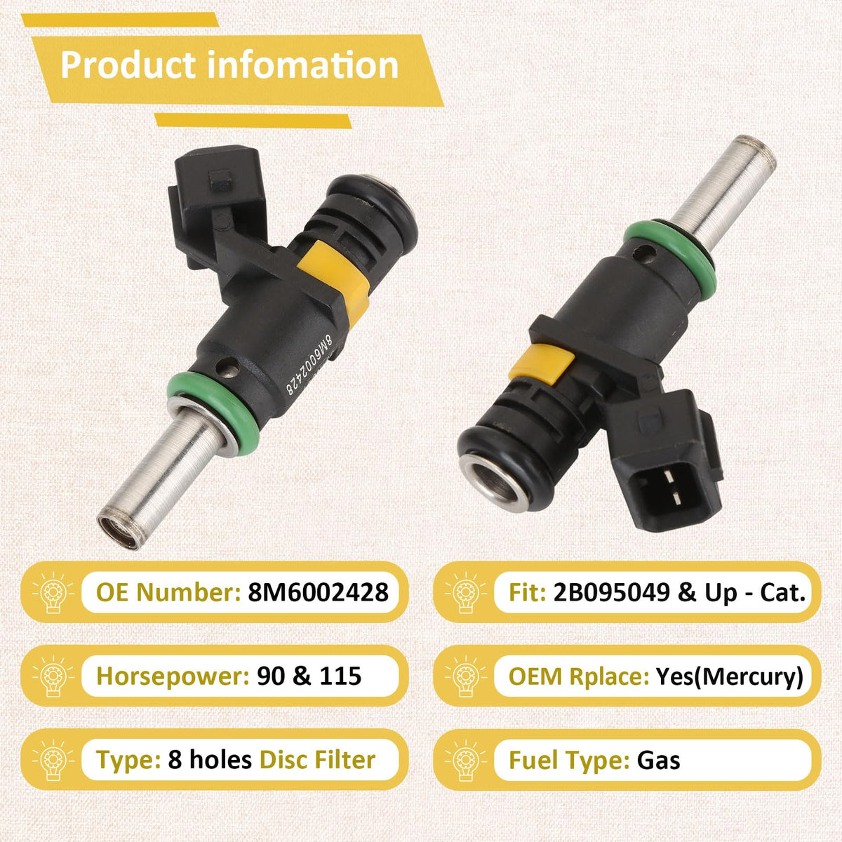 Compatible with/Mercury 90HP & 115HP Outboard 4-Stroke Fuel Injectors