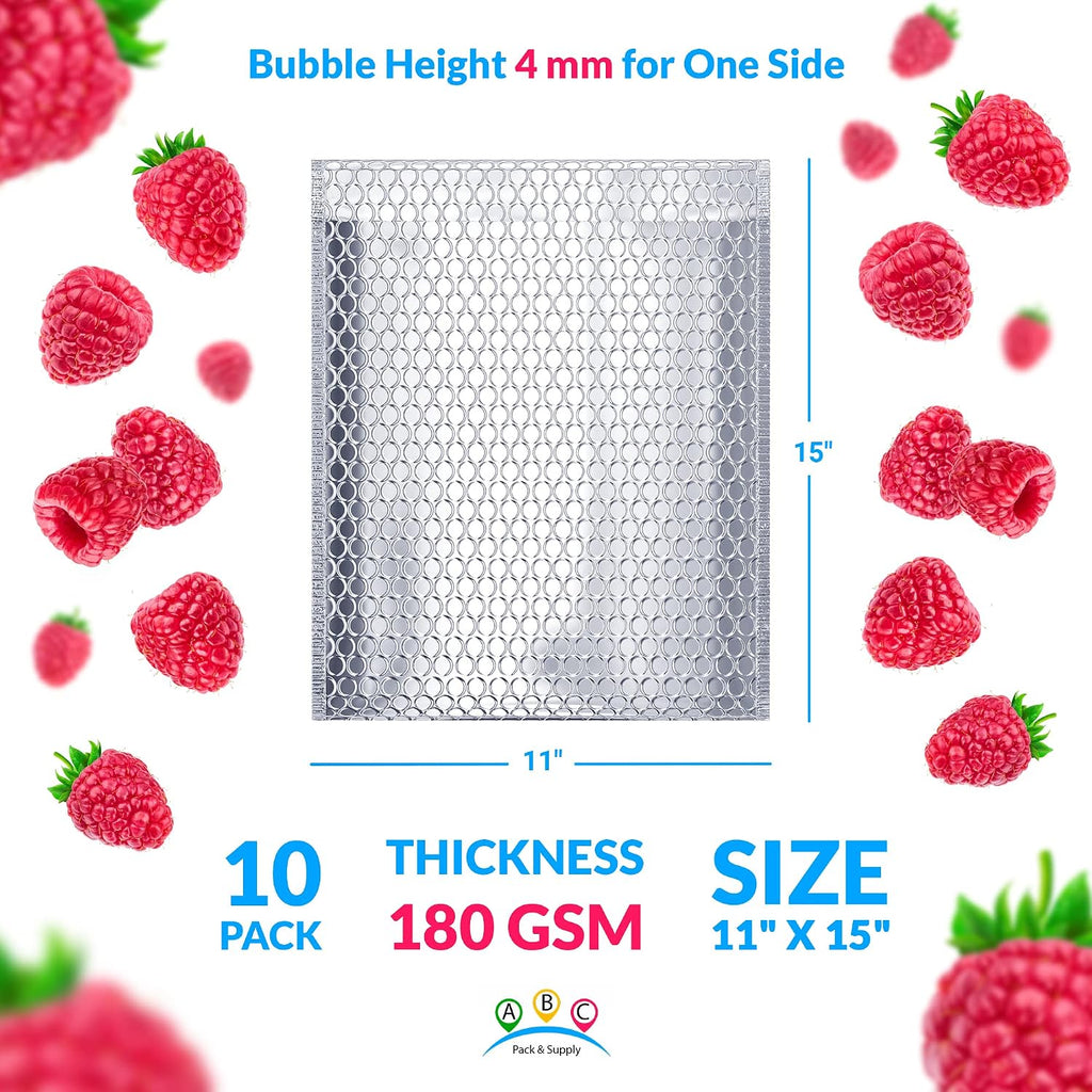 Thermal Bubble Mailer, 11 x 15 Inch Metallic Foil Insulated Envelopes, 10 Pack Self Seal Waterproof Shipping Mailers