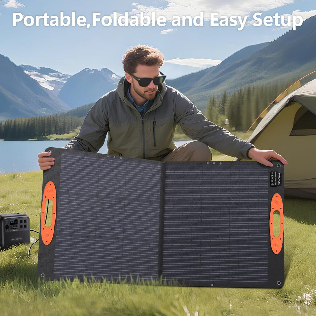 N-Type 16BB 110W Portable Solar Panel for EF/Jackery/Bluetti/Anker Power Station, 25% High Efficiency ETFE Foldable