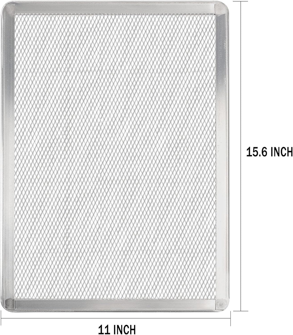 Pizza Screen 11 x 16 Inch 2 Pack Rectangular Aluminum Pizza Pan Restaurant-Grade Flatbread Screen Pizza Crisper