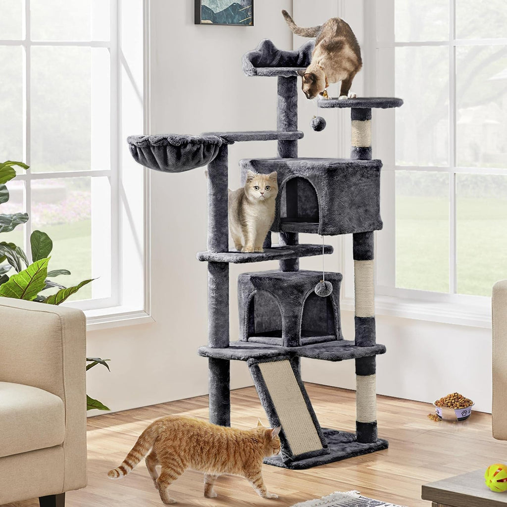 57 inches Multi-Level Cat Tree Cat Condo with Scratching Posts Kittens Activity Tower Pet Play House Furniture