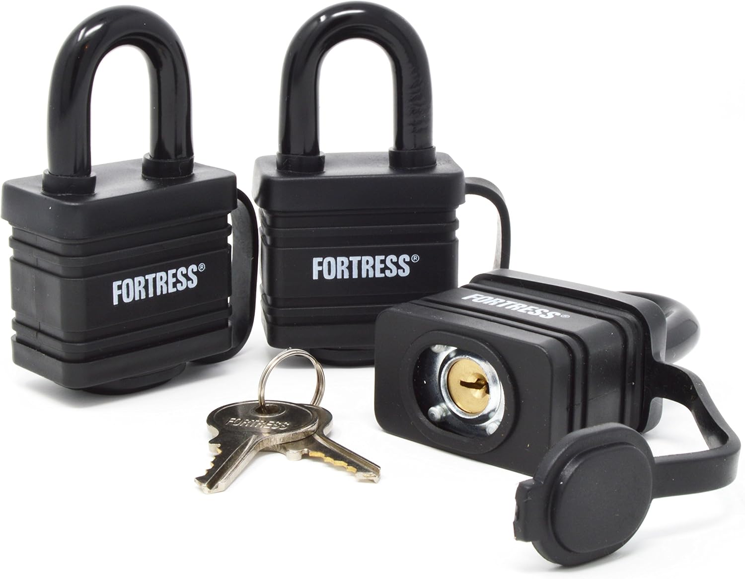 1804TRI 1-9/16" Covered Laminated Weatherproof Padlock For Water Resistance; 3 Pack