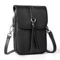 Black Genuine Leather Small Crossbody Bags for Women Cell Phone Purse
