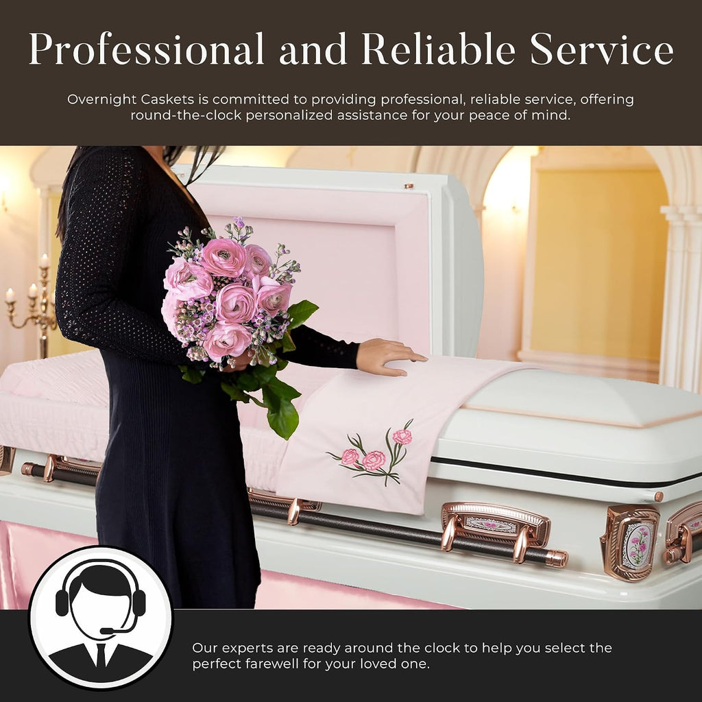 Primrose Metal Funeral Casket w/Antique-White Interior