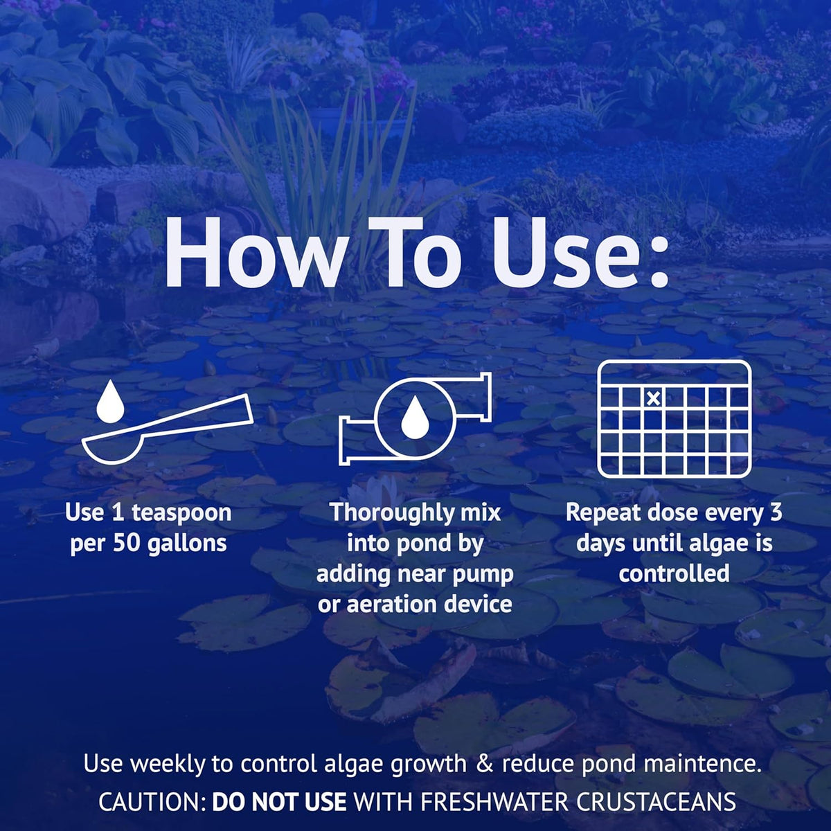 POND ALGAEFIX (16 fl oz) Pond Algae Control - Copper Free - Clean, Clear Water - Up to 4800 Gallons - Safe for Fish &