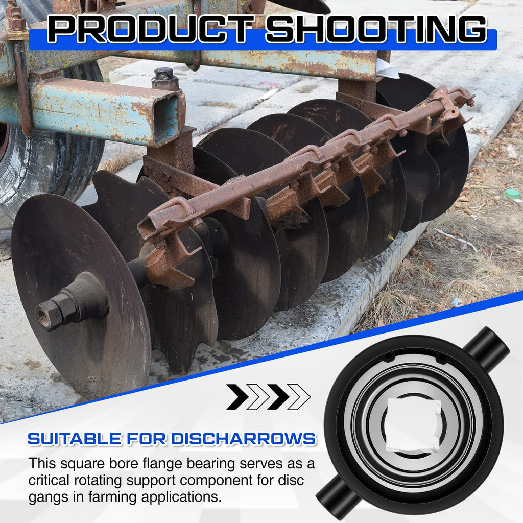 2 Pcs 1-1/8 Inch Square Bore Disc Harrow Flange Bearing