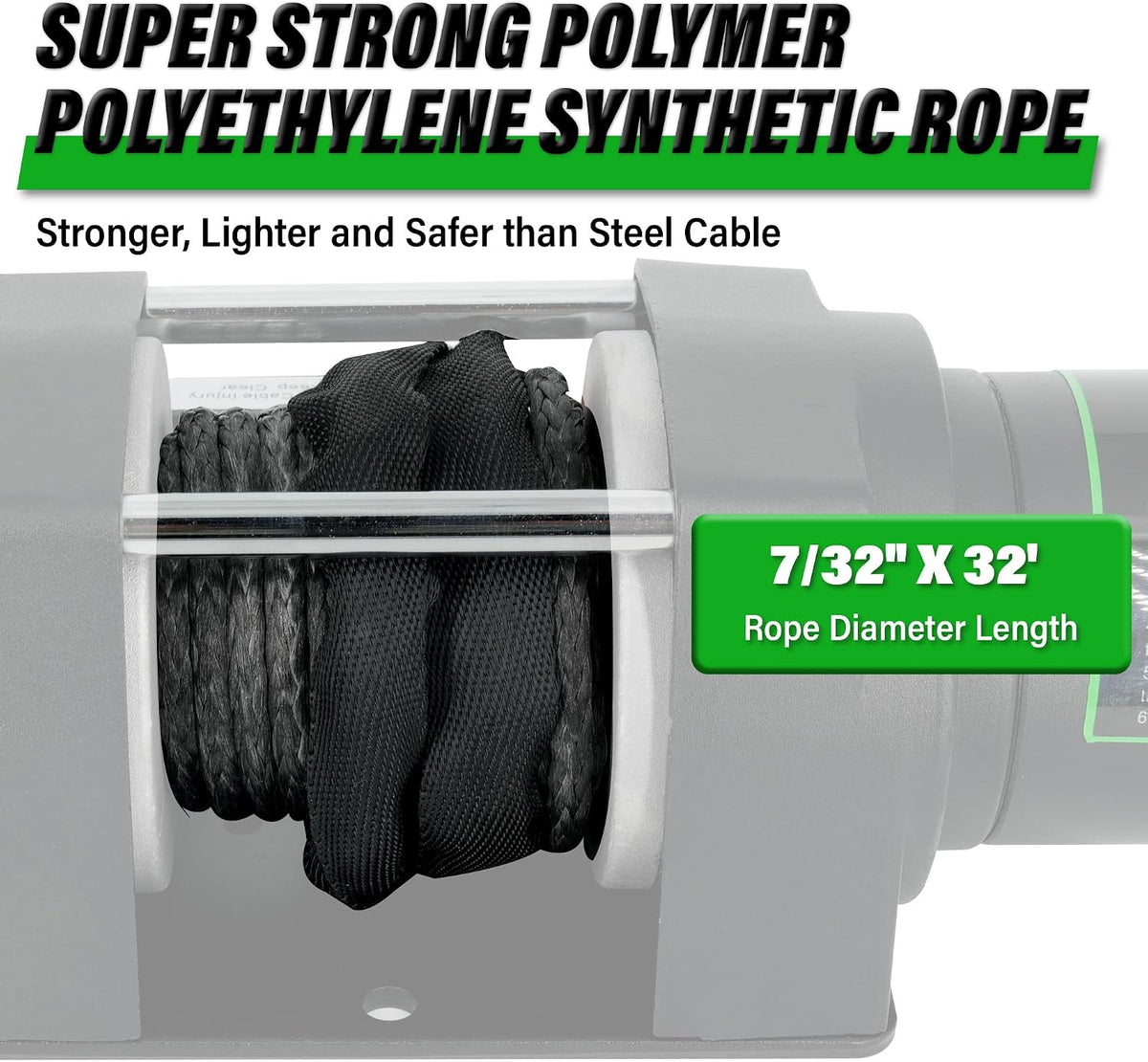3500 lb ATV Winch with Wireless Remote and Wired Switch, 12V DC Electric Winch 7/32"x 30FT Synthetic Winch Rope with