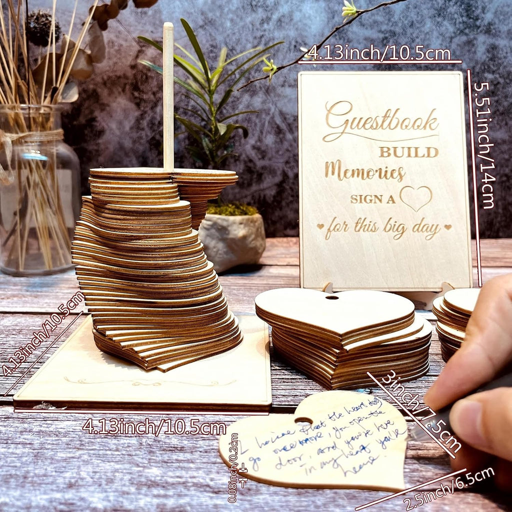 Wedding Guest Book Alternative Sign 72 Wood Hearts Guest Book Wedding Reception, Wedding Decorations Baby Shower 1st