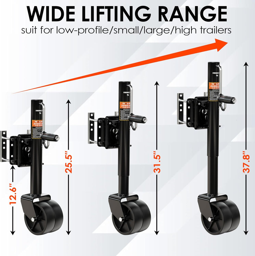 2000 lbs Trailer Jack with Dual Wheel, Heavy Duty Swivel Boat Jack