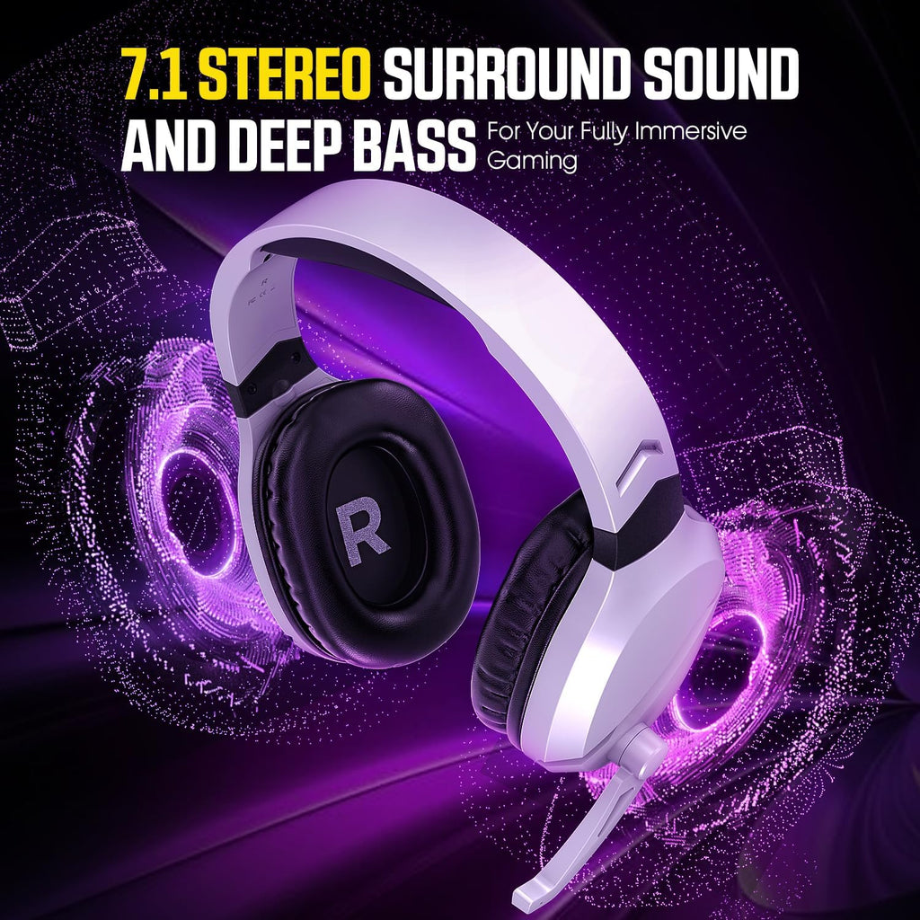 Wireless Gaming Headset with Mic for PS5 PS4 PC, 48Hrs, Wired for GameCube | 2.4GHz/Bluetooth Headphones, USB &
