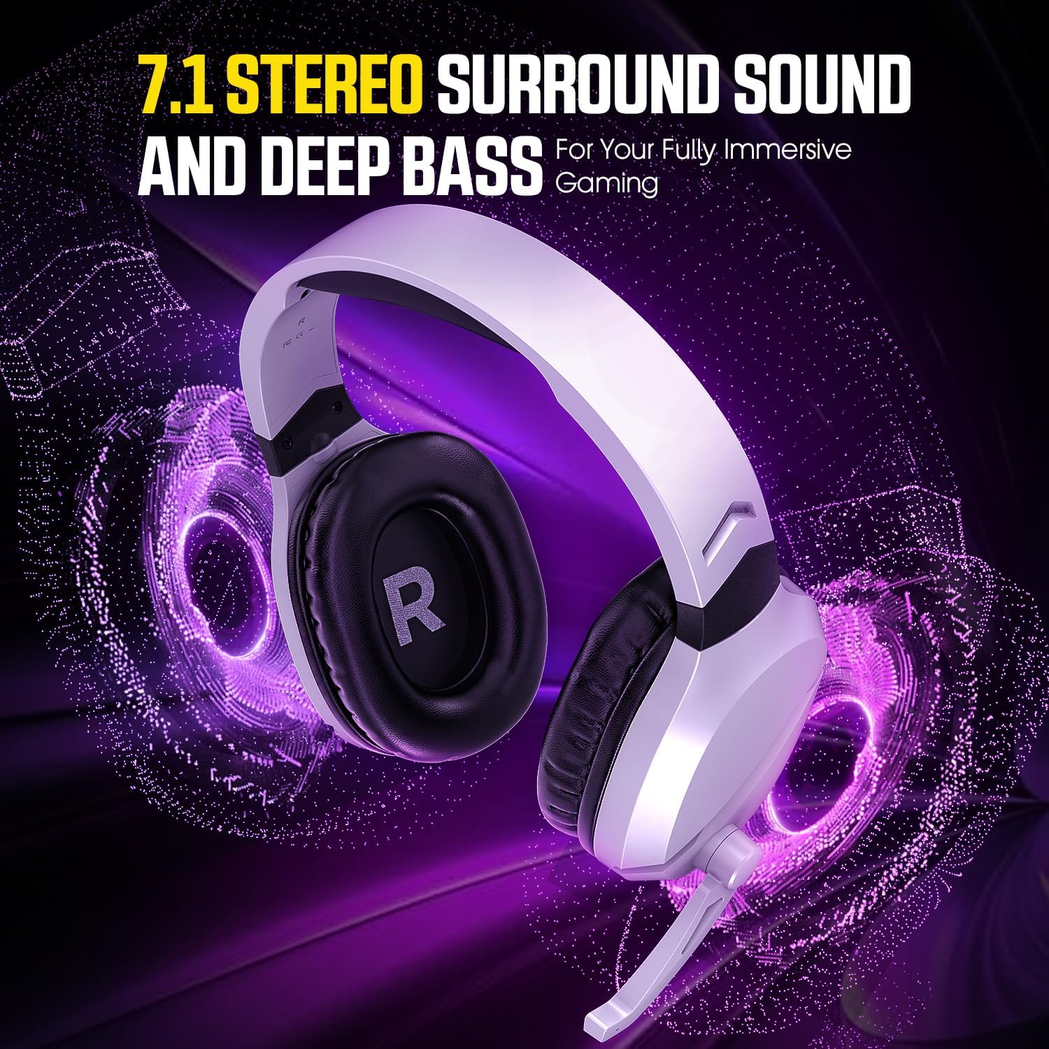 Wireless Gaming Headset with Mic for PS5 PS4 PC, 48Hrs, Wired for GameCube | 2.4GHz/Bluetooth Headphones, USB &