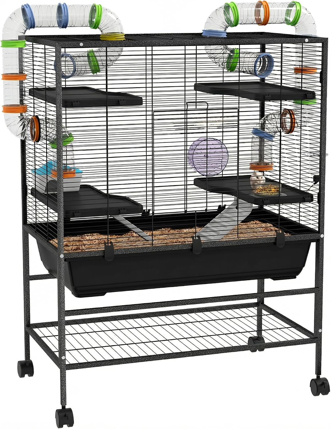 32" Large Hamster Cage with Storage Shelf for Syrian Hamster, Tubes
