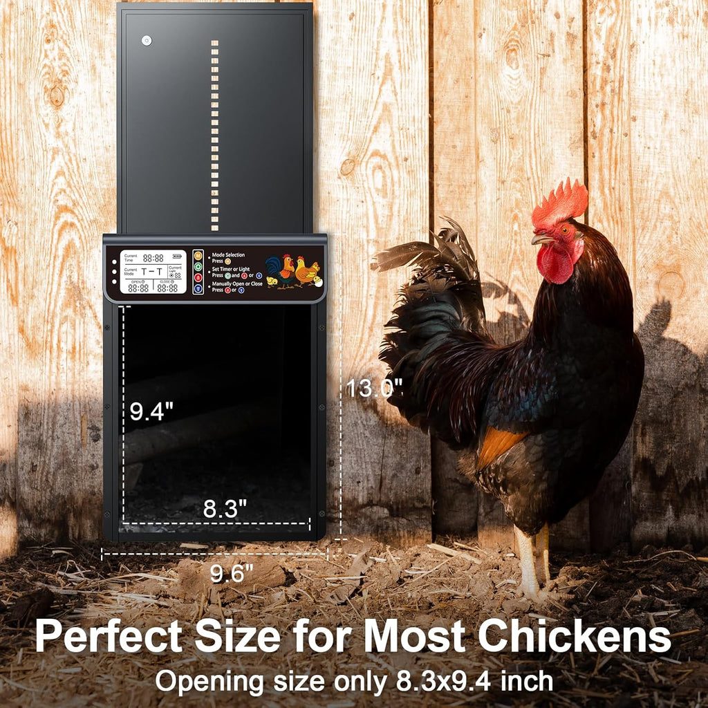Automatic Chicken Coop Door Solar Powered with Timer & Light Sensor