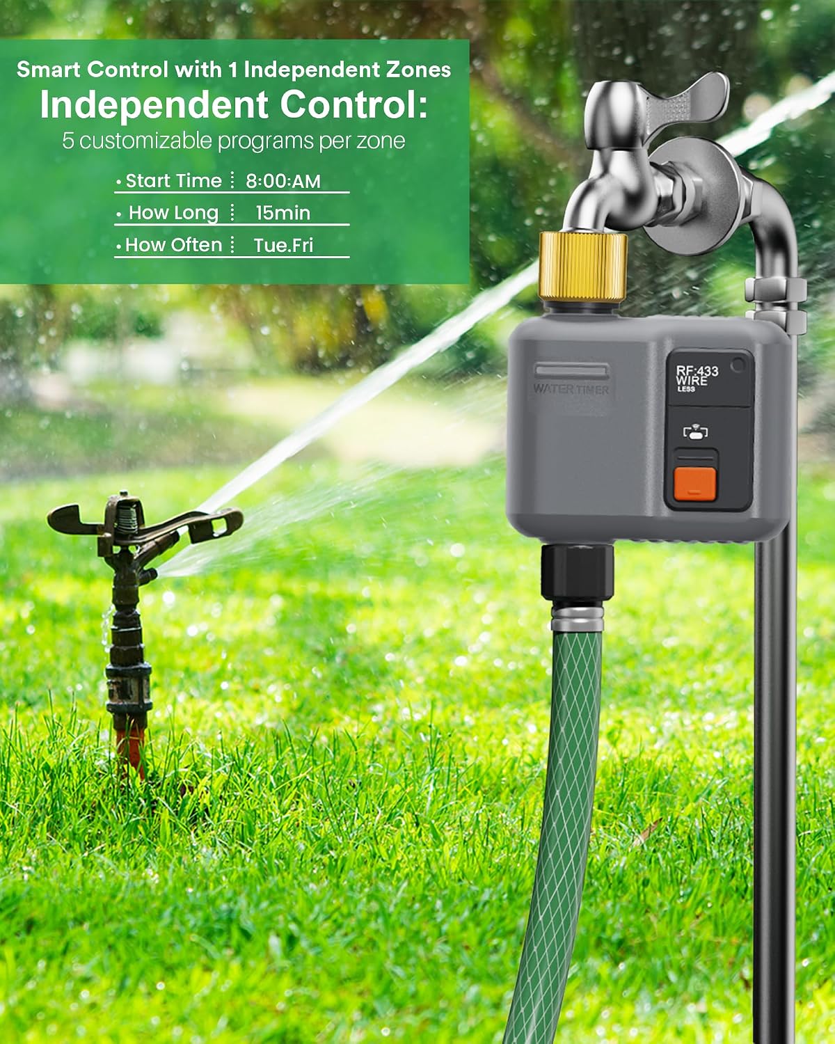 WiFi Water Timer for Garden Hose,WiFi Sprinkler Controller with 984ft Range | Strong Wall Penetration, Alexa & Google