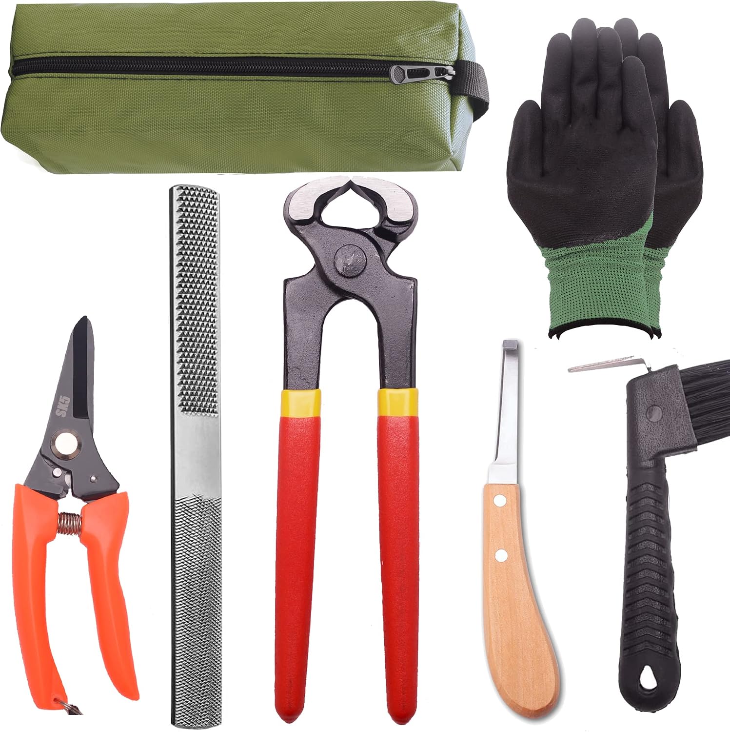 Farrier Tool Kits - 8 inch Professional Farriers Hoof Nipper Cutter Handle Knife Mini Rasp Hoof File Goat Pig Equine