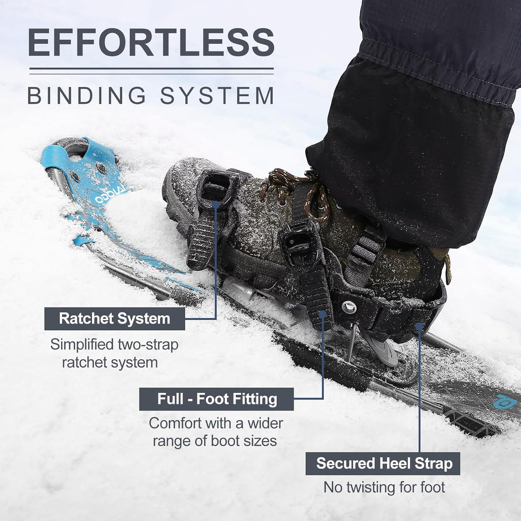 21/25/30 Inch Snowshoes with Trekking Poles for Men Women Youth, Waterproof Snow Leg Gaiters and Carrying Bag