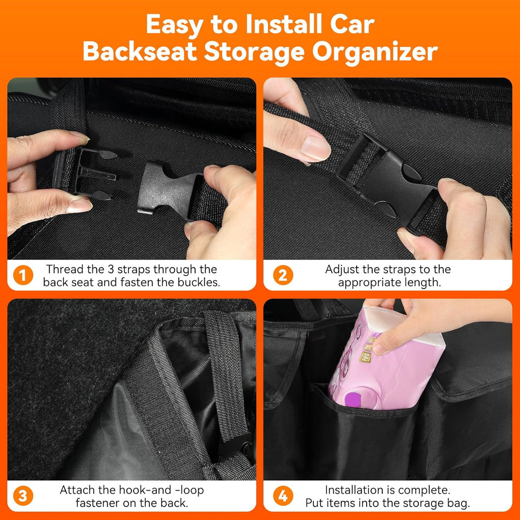 Trunk Organizer for SUV, 35.5" x 18.2" Large Capacity Car Organizers and Storage, Backseat Hanging Storage Bag with