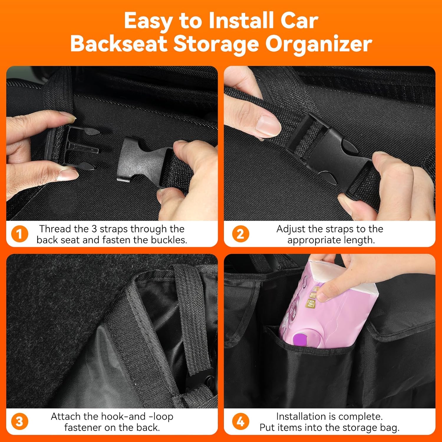 Trunk Organizer for SUV, 35.5" x 18.2" Large Capacity Car Organizers and Storage, Backseat Hanging Storage Bag with