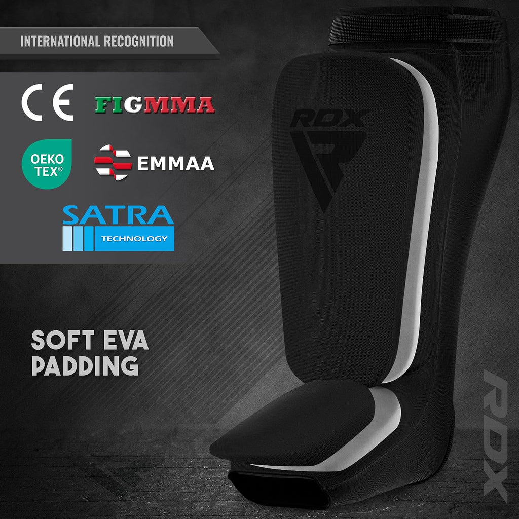 Shin Guards Kickboxing Muay Thai, SATRA Approved, MMA Leg Instep Protection Pads, Sparring Training Martial Arts